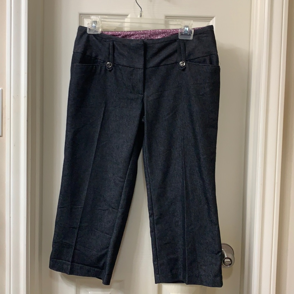 Stooshy dark denim dress pants capris